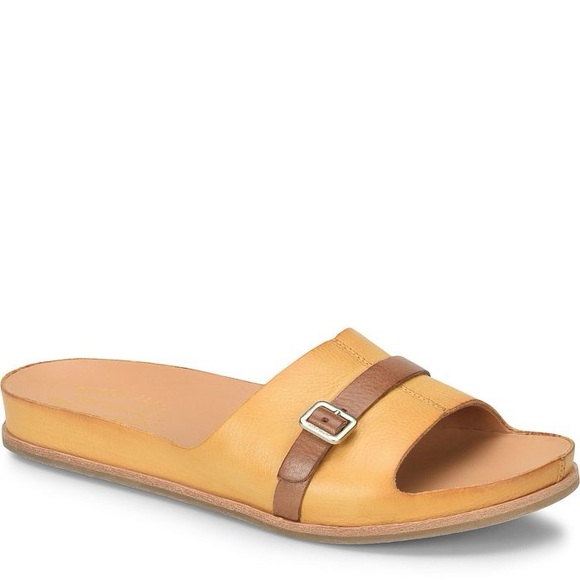 Kork Ease Downey Yellow Mexico leather buckle slide sandals 9 M - Picture 2 of 16